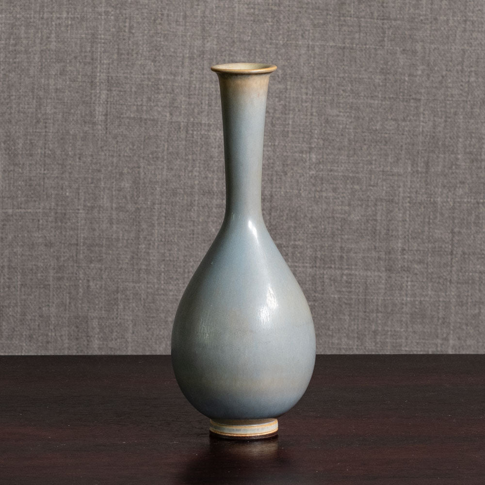 Berndt Friberg for Gustavsberg, Sweden, stoneware vase with pale blue gray haresfur glaze M5566
