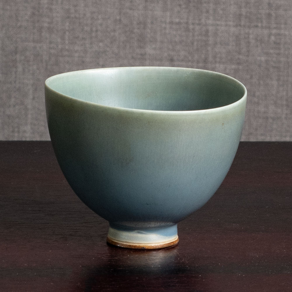 Berndt Friberg for Gustavsberg, Sweden, stoneware bowl with pale blue gray haresfur glaze M4271