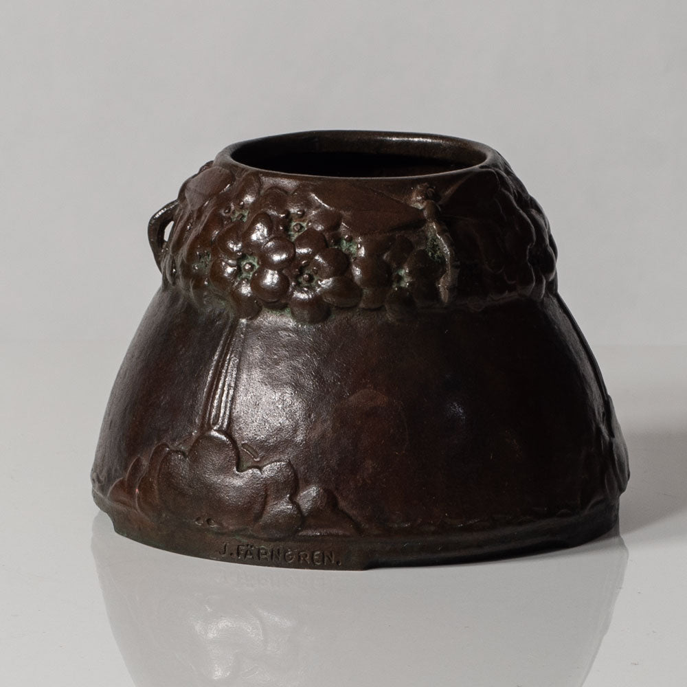 John Färngren, Otto Meyer Foundry, Sweden, art nouveau bronze vase L3633