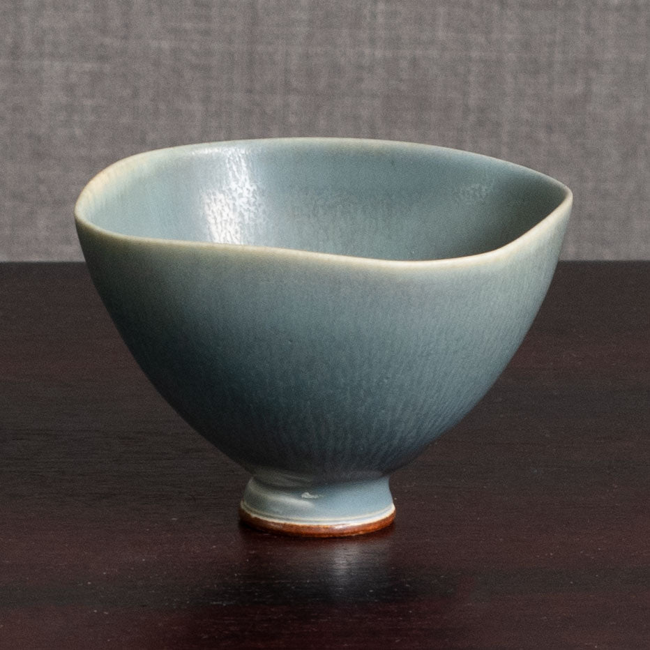 Berndt Friberg for Gustavsberg, Sweden, stoneware bowl with pale blue gray haresfur glaze M4052