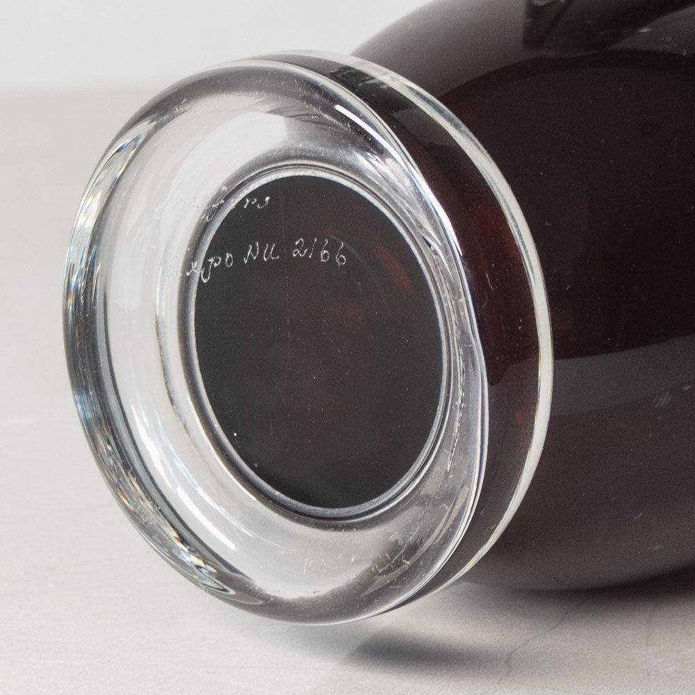 Nils Landberg for Orrefors, Sweden, "Expo" vase in red glass J1486