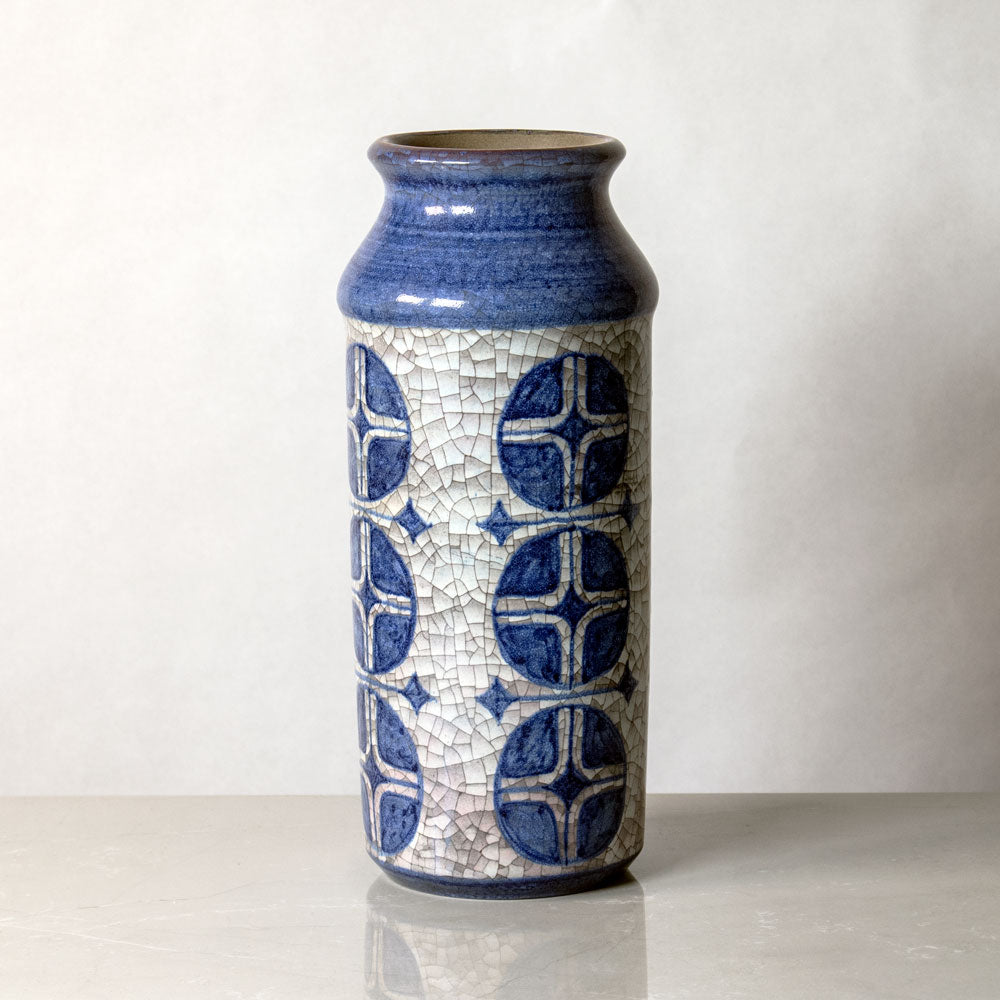 Marianne Starck for Michael Andersen and Sons stoneware vase with gray and blue patterned glaze J1345