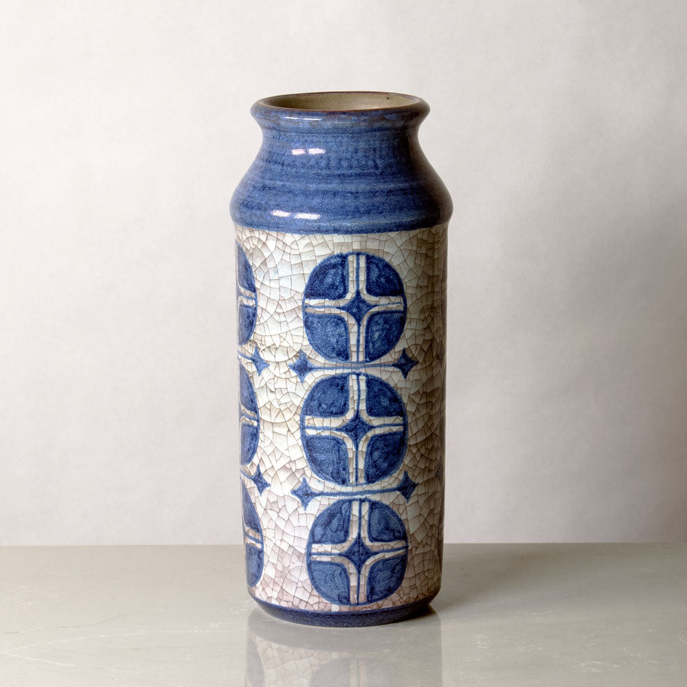 Marianne Starck for Michael Andersen and Sons stoneware vase with gray and blue patterned glaze J1345