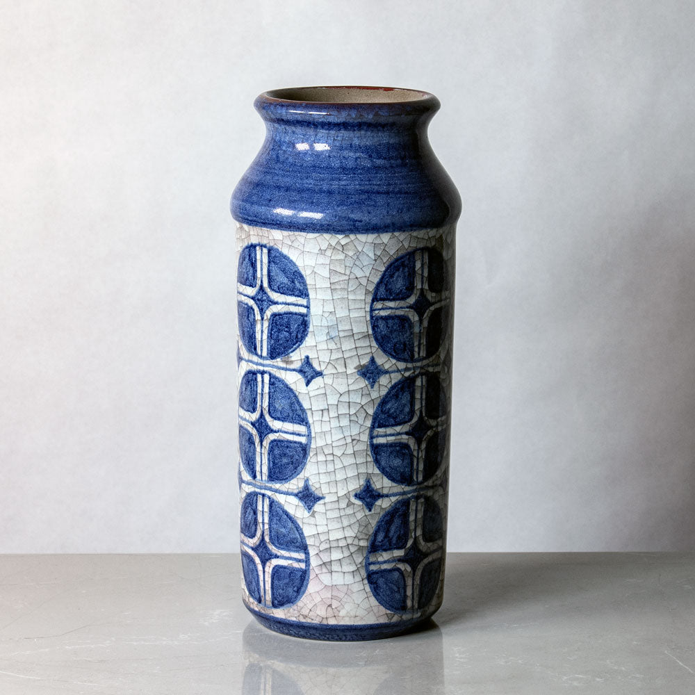 Marianne Starck for Michael Andersen and Sons stoneware vase with gray and blue patterned glaze J1345
