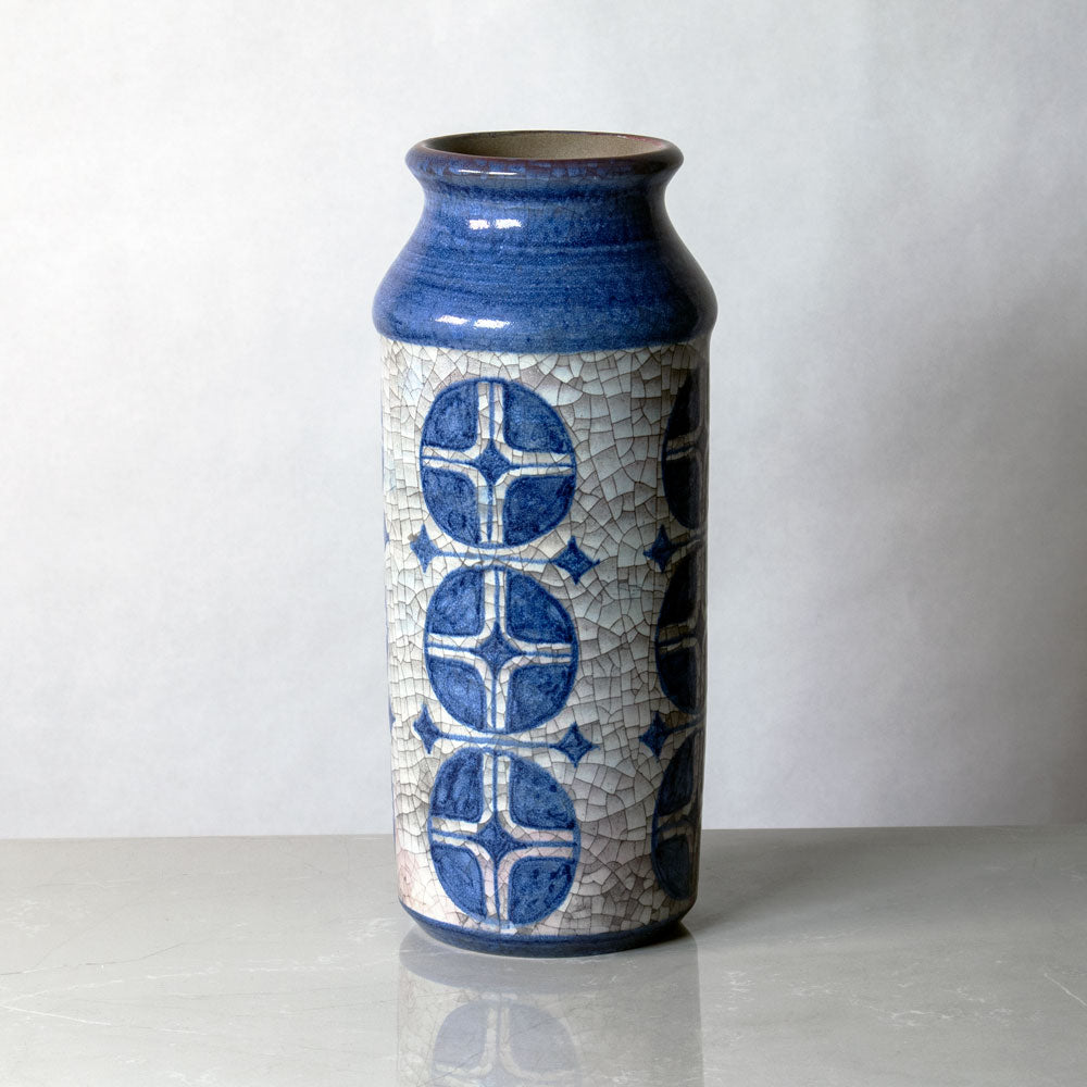 Marianne Starck for Michael Andersen and Sons stoneware vase with gray and blue patterned glaze J1345