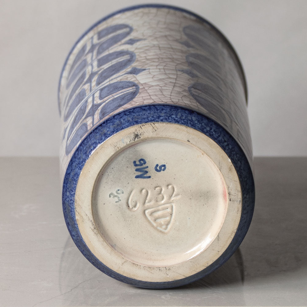 Marianne Starck for Michael Andersen and Sons stoneware vase with gray and blue patterned glaze J1345