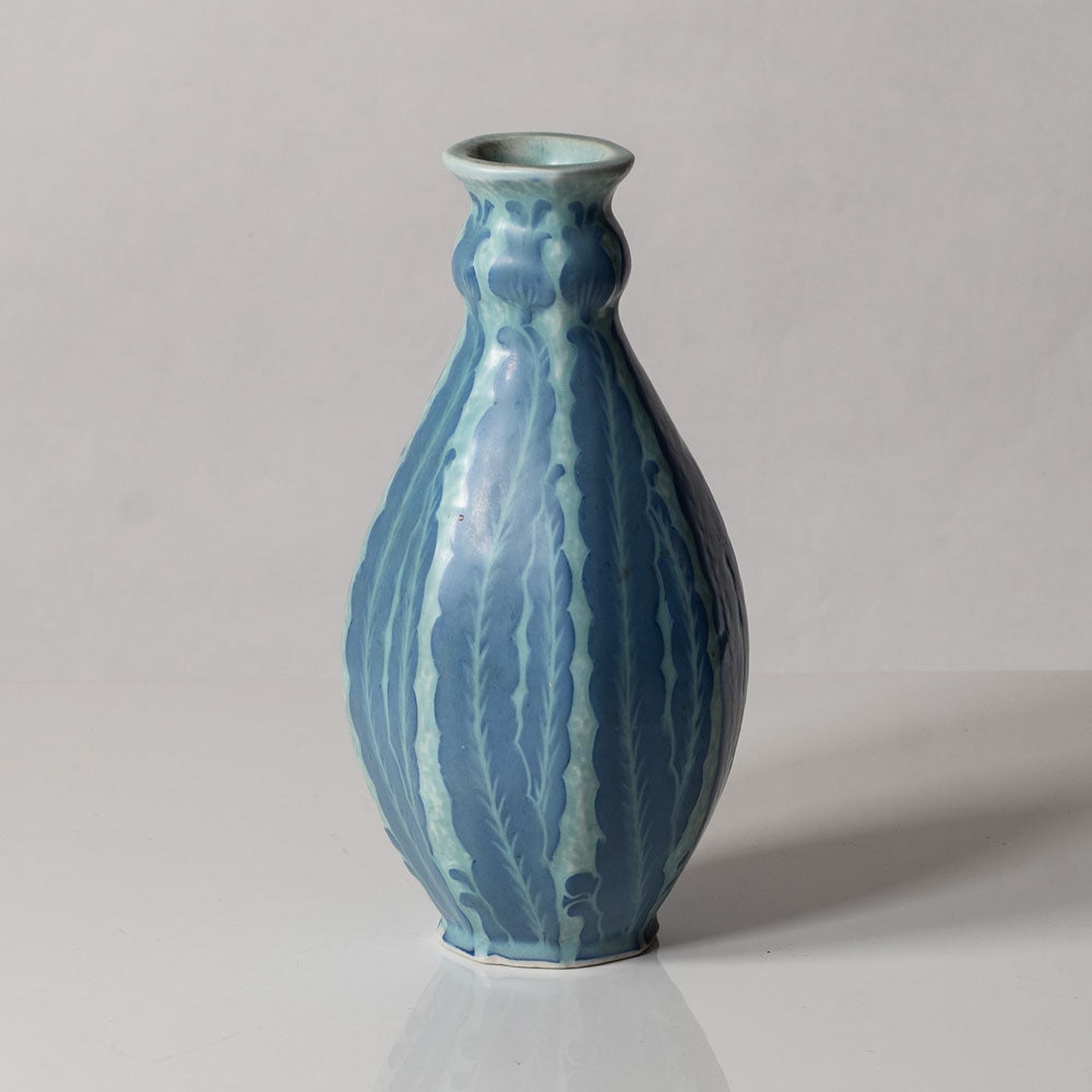 Josef Ekberg for Gustavsberg, Sweden, unique carved art nouveau stoneware vase L3384