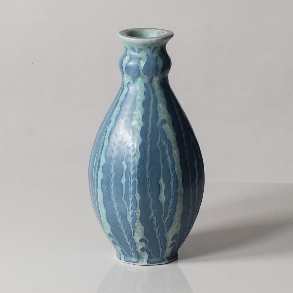 Josef Ekberg for Gustavsberg, Sweden, unique carved art nouveau stoneware vase L3384