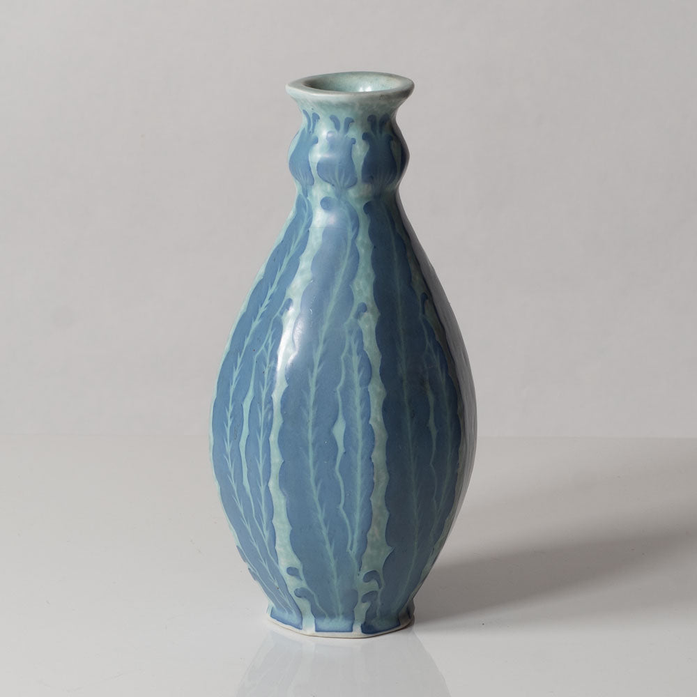 Josef Ekberg for Gustavsberg, Sweden, unique carved art nouveau stoneware vase L3384
