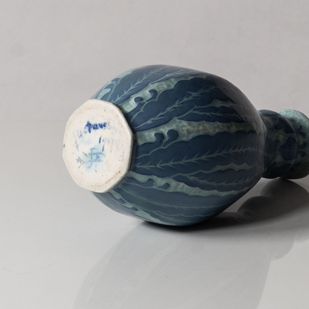 Josef Ekberg for Gustavsberg, Sweden, unique carved art nouveau stoneware vase L3384