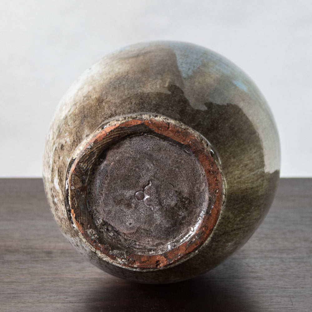 Otto Meier, Germany unique stoneware vase with blue and brown glossy crackle glaze H1506