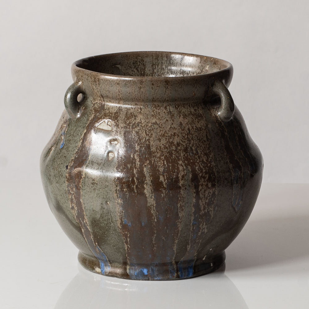 Nils Emil Lundström for Rorstrand, unique stoneware vase with dripping gray glaze L3317