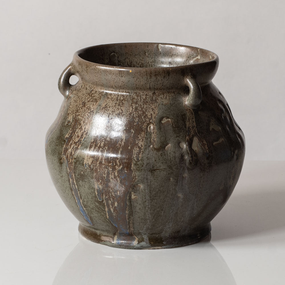 Nils Emil Lundström for Rorstrand, unique stoneware vase with dripping gray glaze L3317