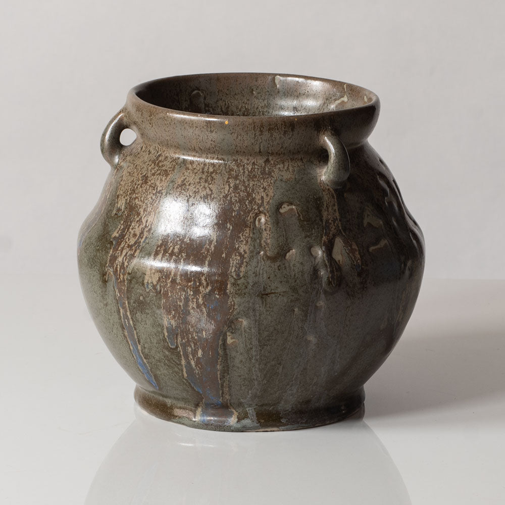 Nils Emil Lundström for Rorstrand, unique stoneware vase with dripping gray glaze L3317