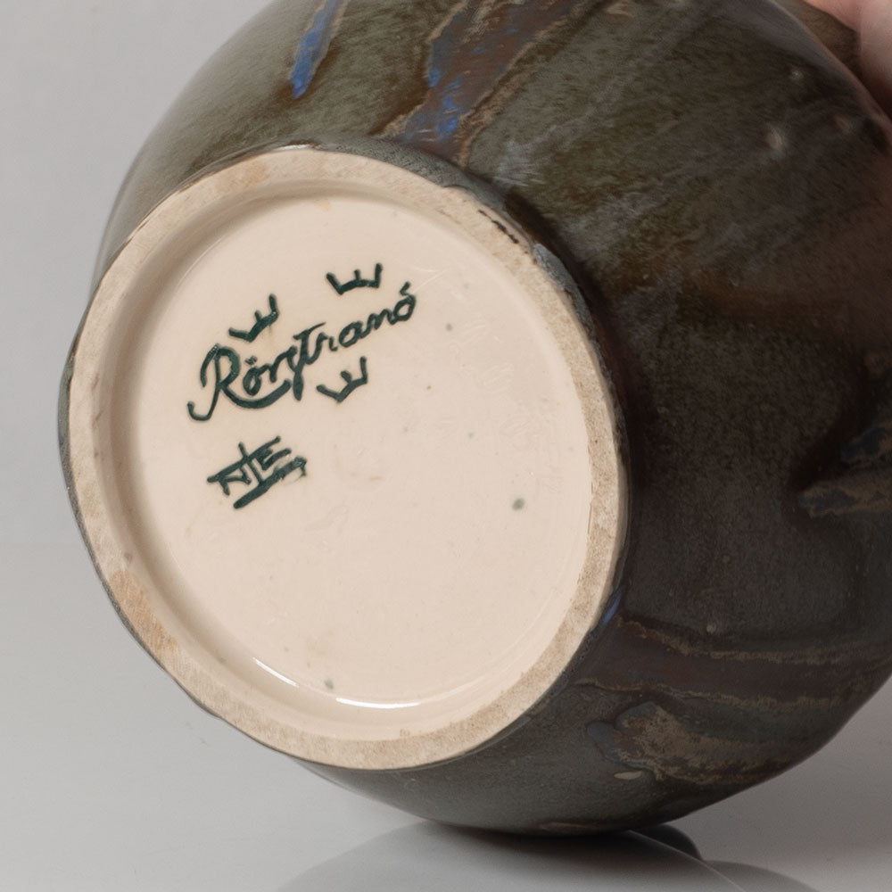 Nils Emil Lundström for Rorstrand, unique stoneware vase with dripping gray glaze L3317