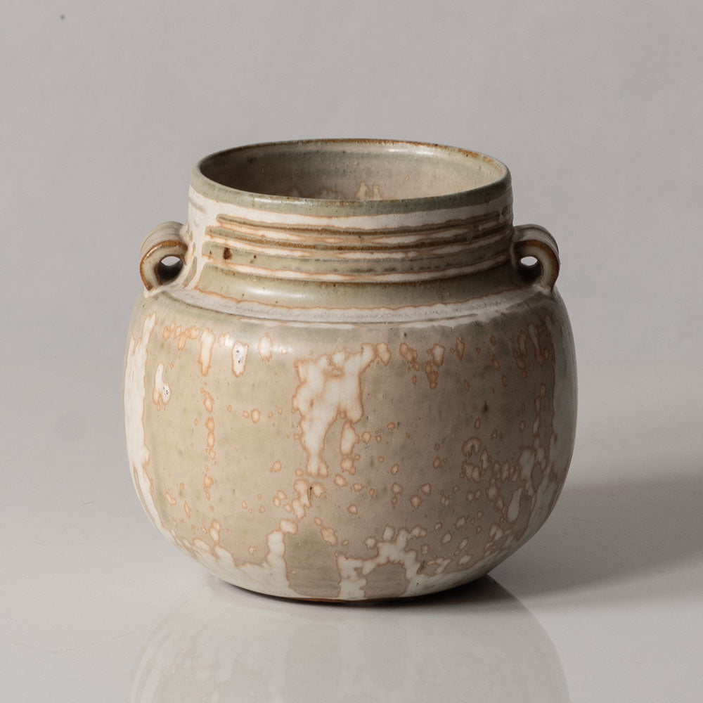 Carl Halier for Royal Copenhagen, Denmark, unique stoneware pot with cream and white crystalline glaze L3393