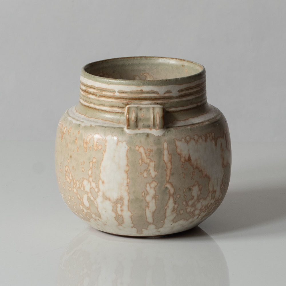 Carl Halier for Royal Copenhagen, Denmark, unique stoneware pot with cream and white crystalline glaze L3393