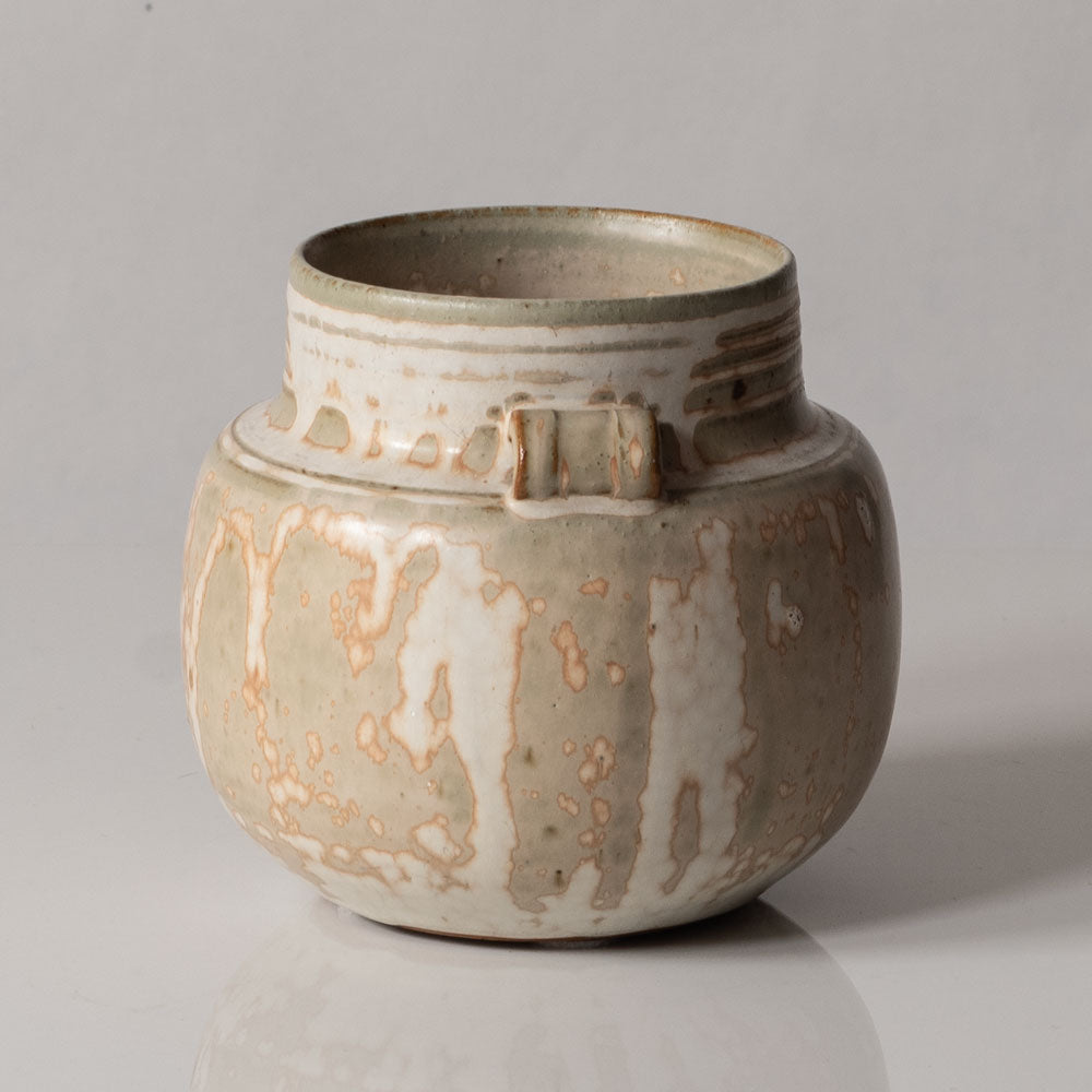Carl Halier for Royal Copenhagen, Denmark, unique stoneware pot with cream and white crystalline glaze L3393
