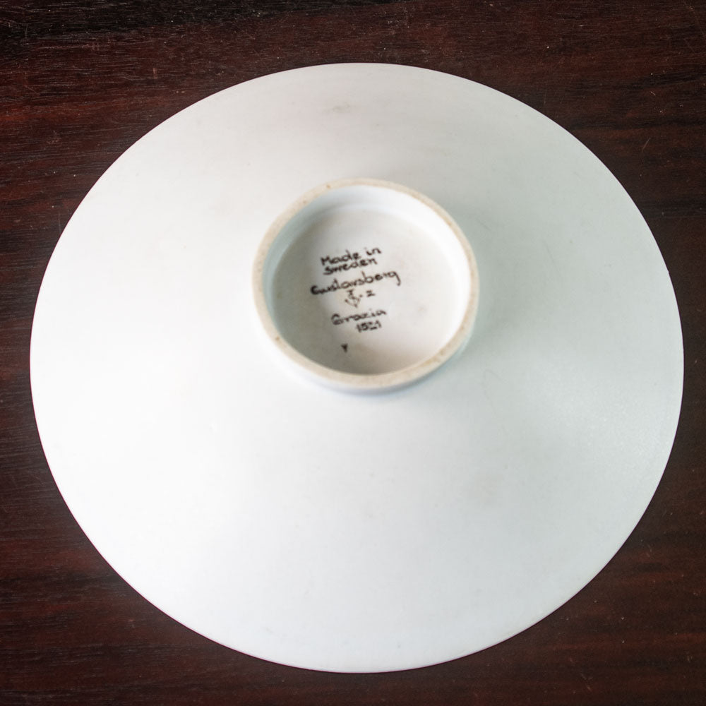 Stig Lindberg for Gustavsberg "Grazia" bowl with matte white glaze and applied silver decoration H1479