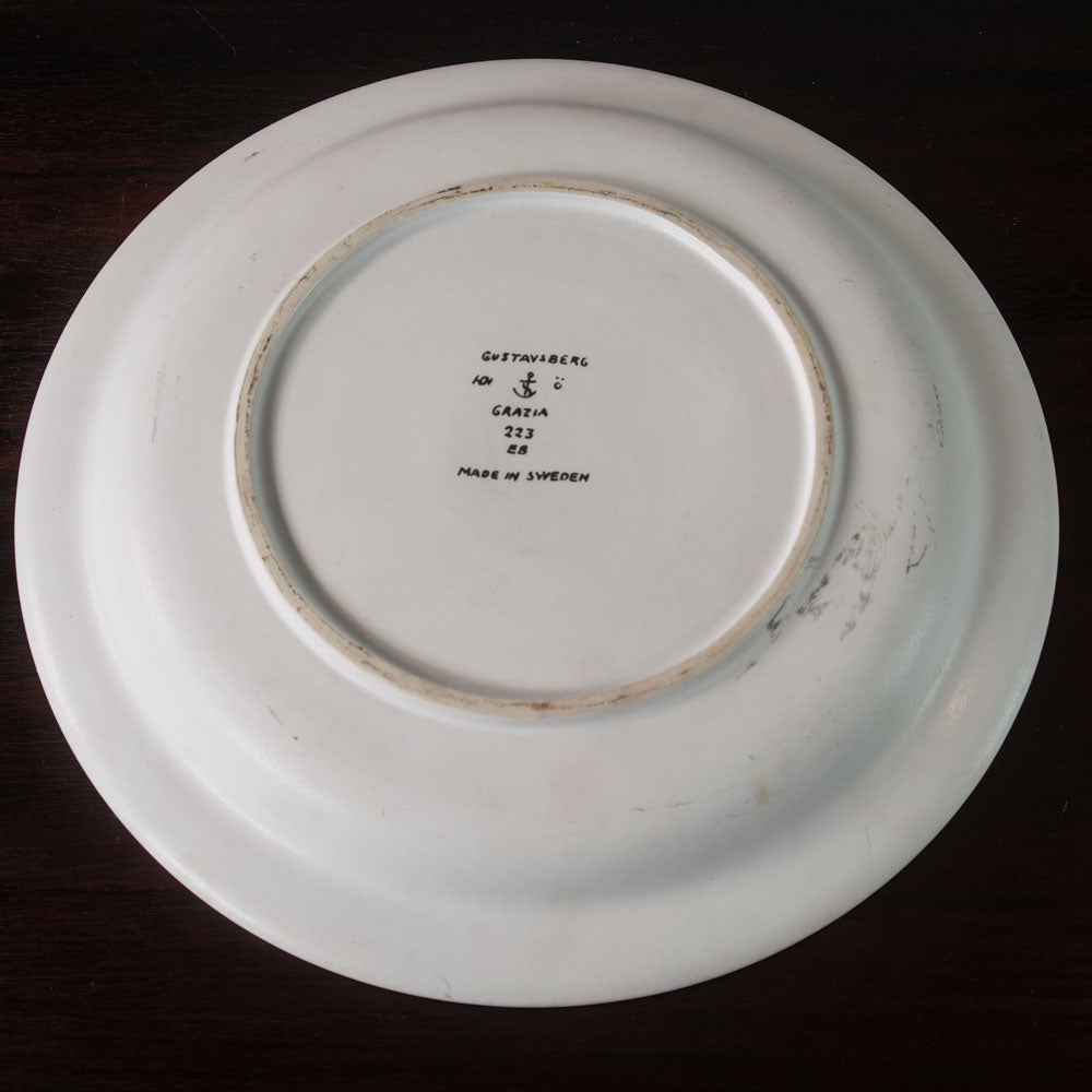 Stig Lindberg for Gustavsberg "Grazia" dish with matte white glaze and applied silver decoration J1007
