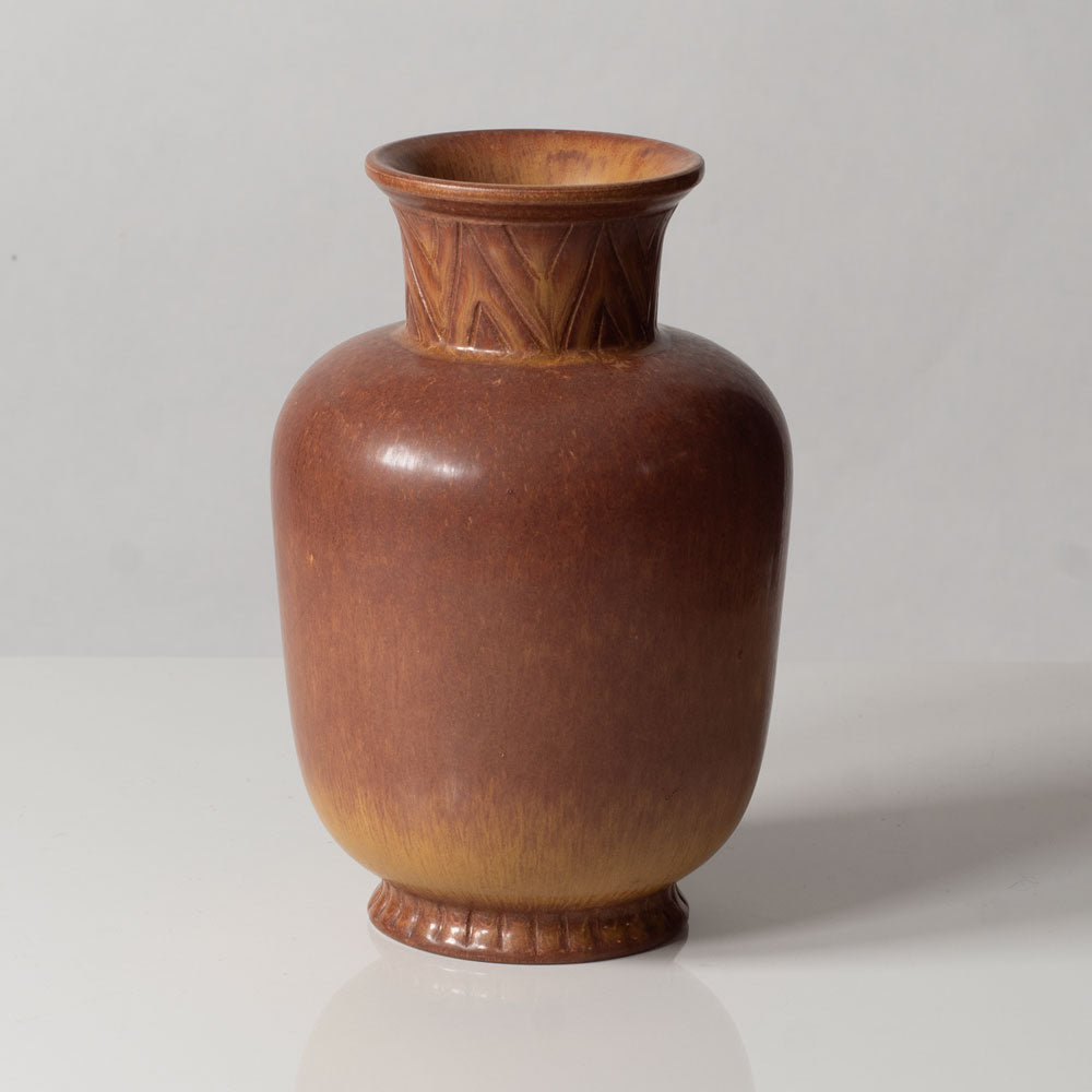 Gunnar Nylund for Rörstrand, Sweden, stoneware vase with reddish brown glaze H1430