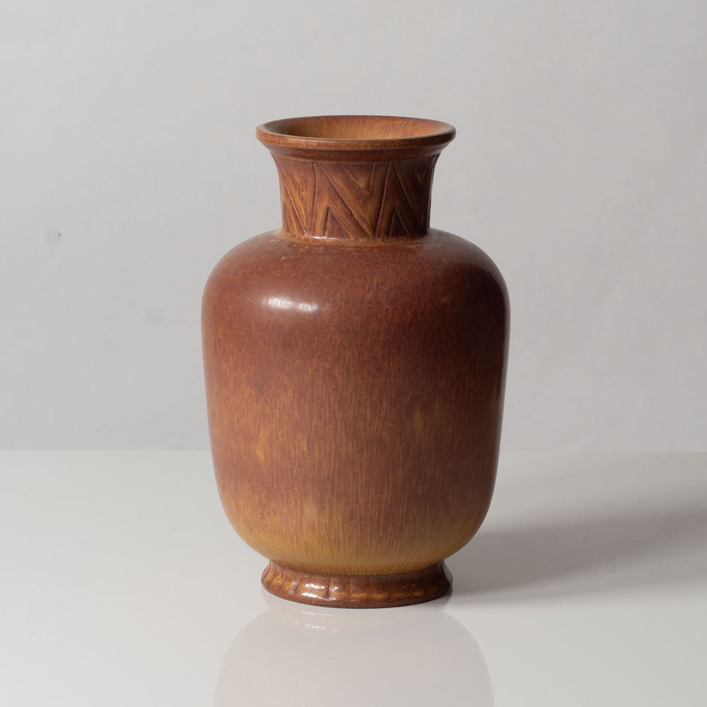 Gunnar Nylund for Rörstrand, Sweden, stoneware vase with reddish brown glaze H1430