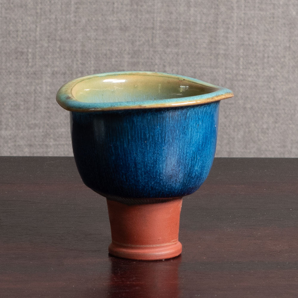 Wilhelm Kåge for Gustavsberg, "Farsta" footed bowl with turquoise glaze M5590
