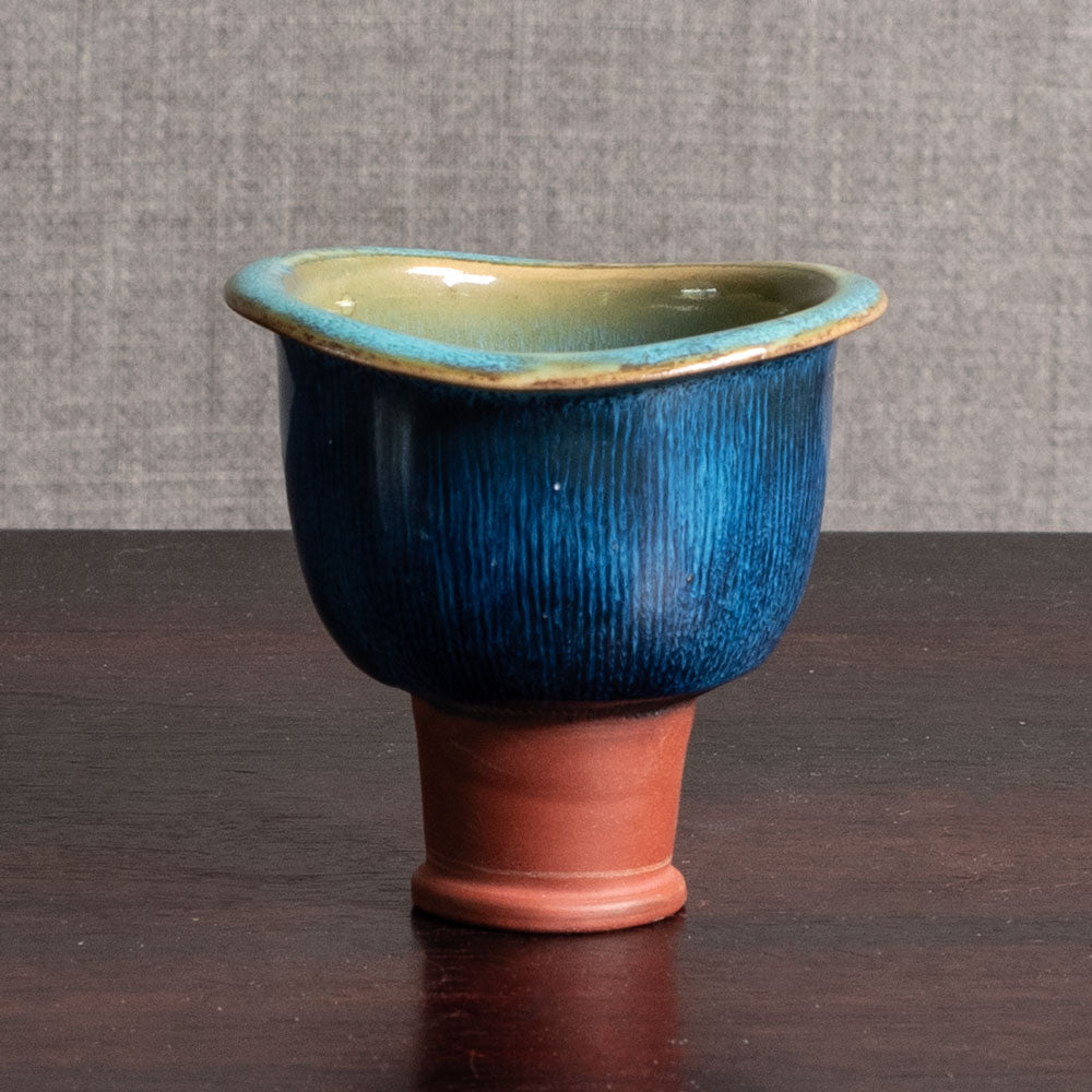 Wilhelm Kåge for Gustavsberg, "Farsta" footed bowl with turquoise glaze M5590