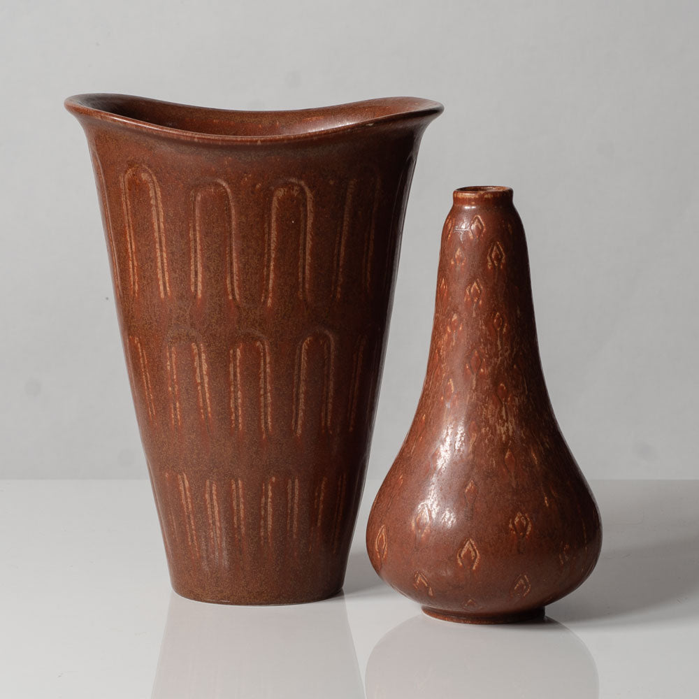 Two vases with impressed patterns by Gunnar Nylund for Rörstrand, Sweden