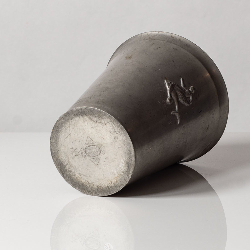 Just Andersen, Denmark, vase in pewter with mermaid motif J1036
