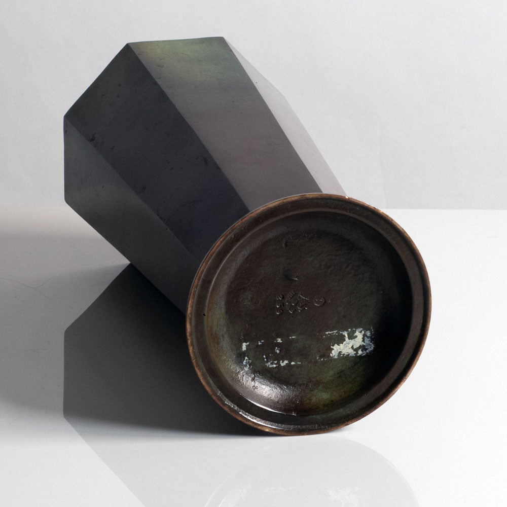 Just Andersen for GAB, Sweden, tall octagonal bronze vase, 1930s M5627
