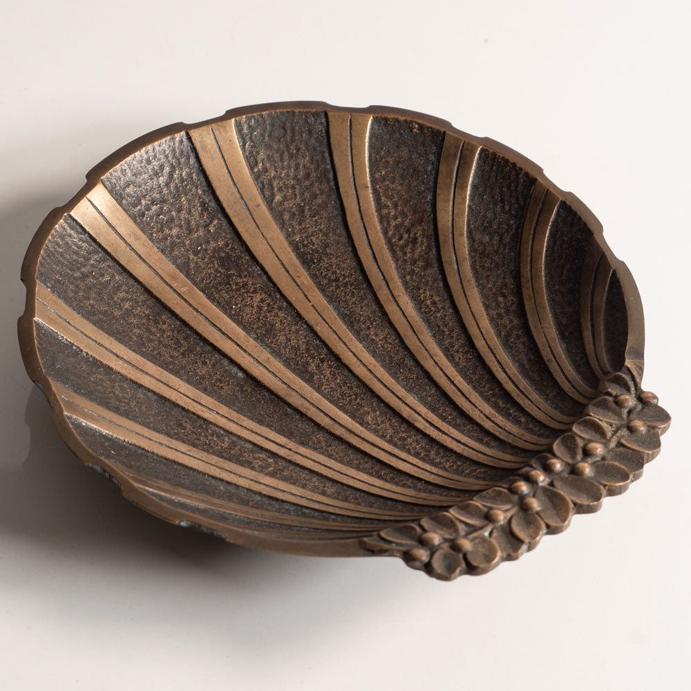 Niels Dam Ravn for Nordisk Malm, Denmark, bronzed fluted scallop bowl, small M5640
