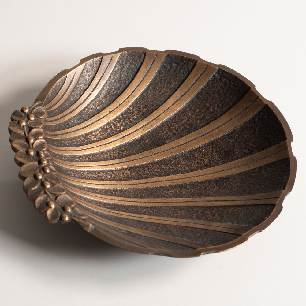 Two bronze scallop bowls by Niels Dam Ravn for Nordisk Malm, Denmark