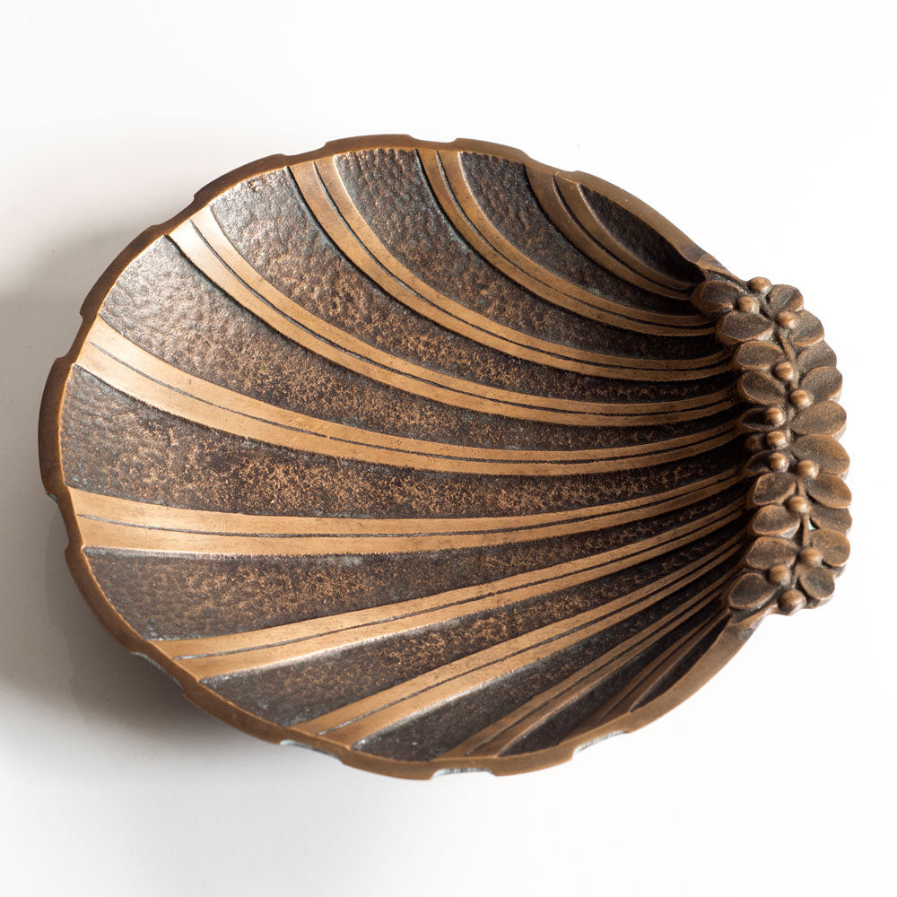 Niels Dam Ravn for Nordisk Malm, Denmark, bronzed fluted scallop bowl, large M5639