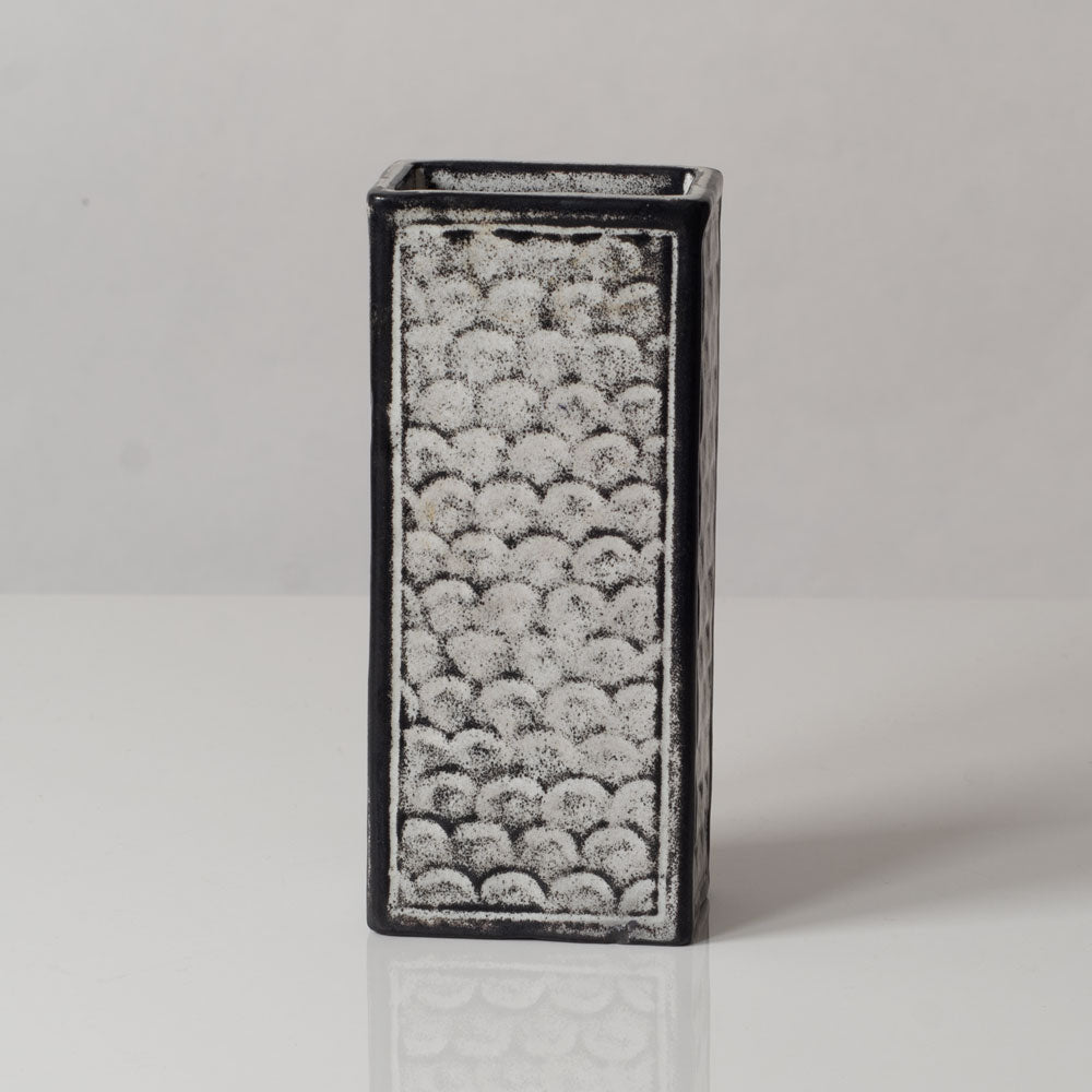 Nils Kahler for Herman A. Kahler Keramik, Denmark, rectangular vase with black and white glaze L3447
