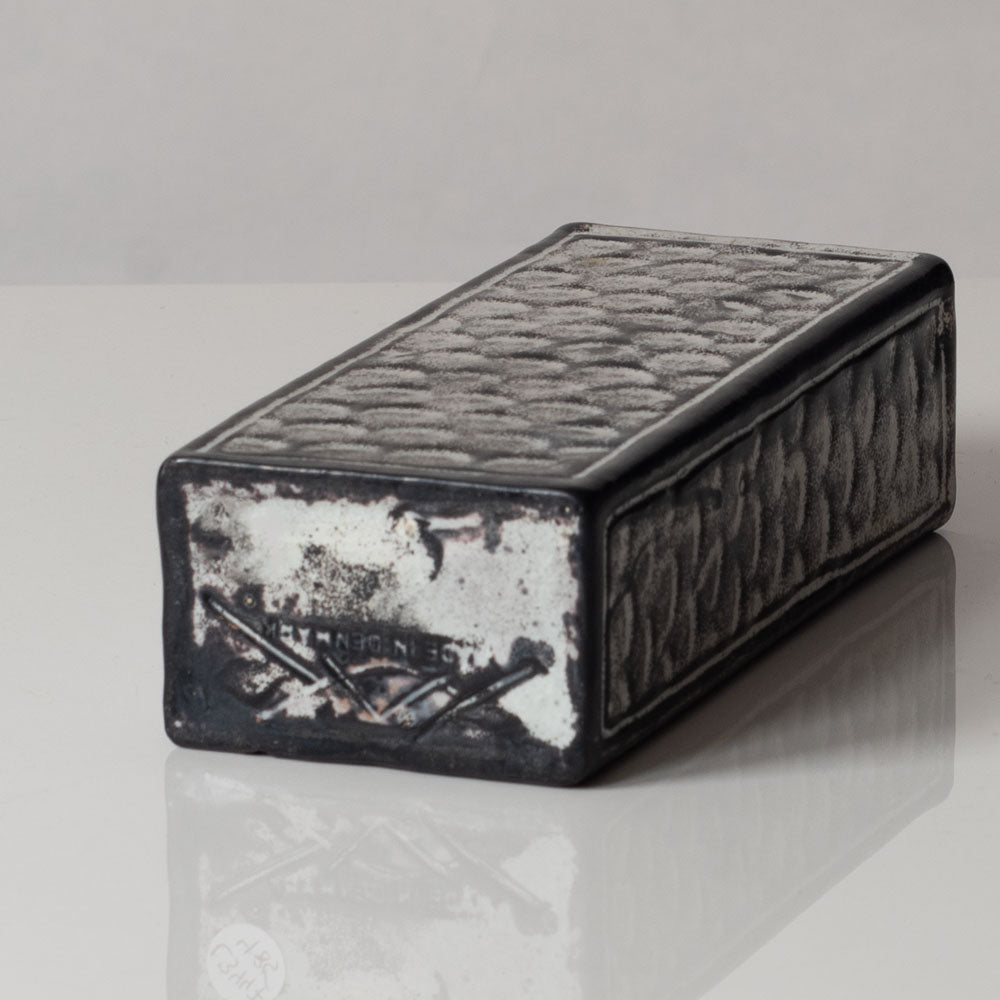 Nils Kahler for Herman A. Kahler Keramik, Denmark, rectangular vase with black and white glaze L3447