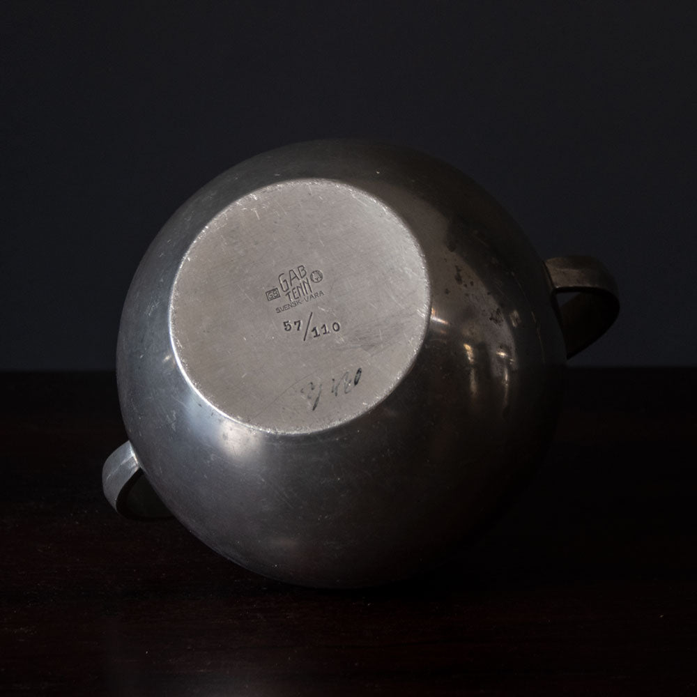 GAB Tenn, Sweden, round pewter vase with two handles J1519