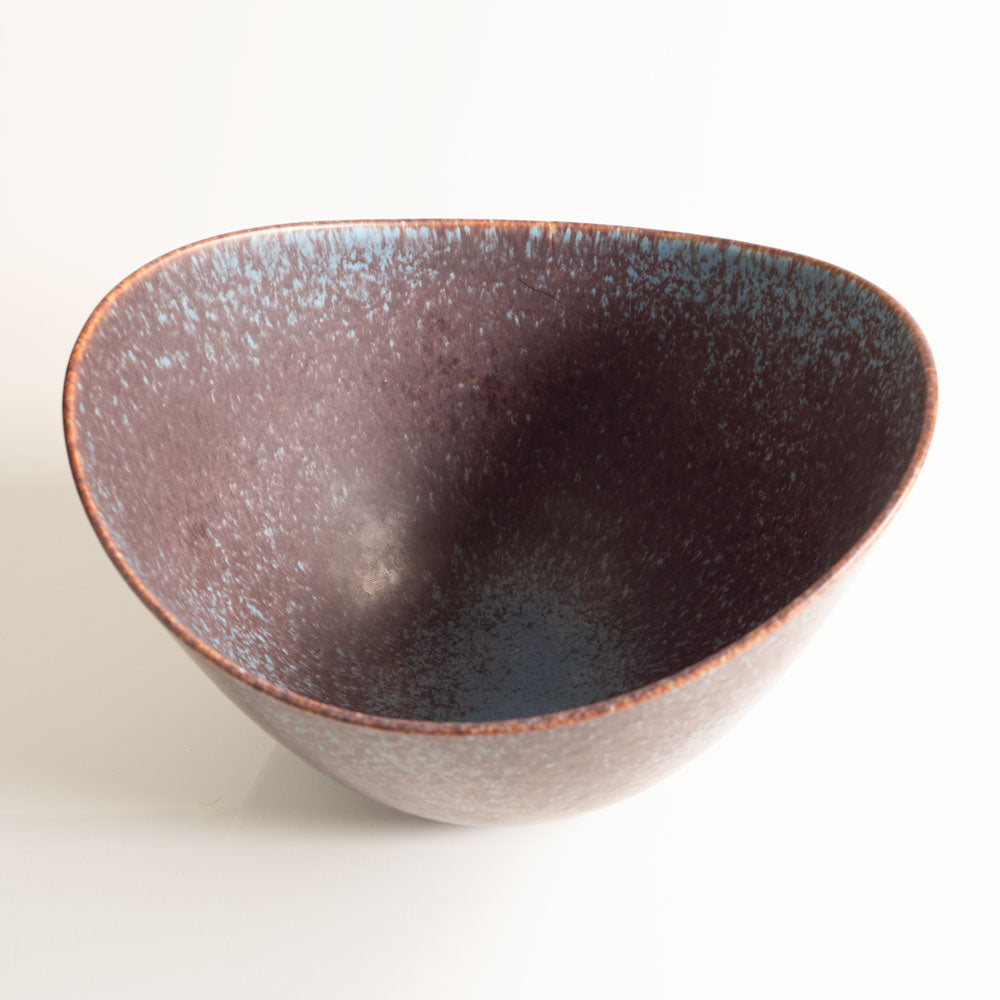 Gunnar Nylund for Rorstrand, Sweden, large ceramic elliptical bowl with blue and brown glaze M5395