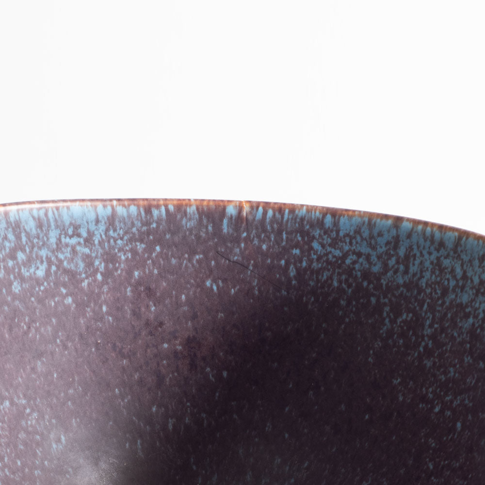Gunnar Nylund for Rorstrand, Sweden, large ceramic elliptical bowl with blue and brown glaze M5395