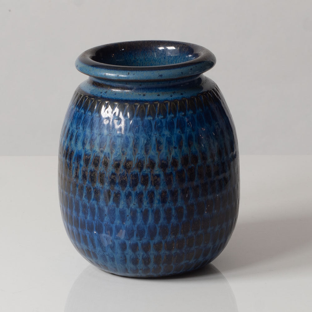 Group of vases with blue glaze by Stig Lindberg for Gustavsberg, Sweden