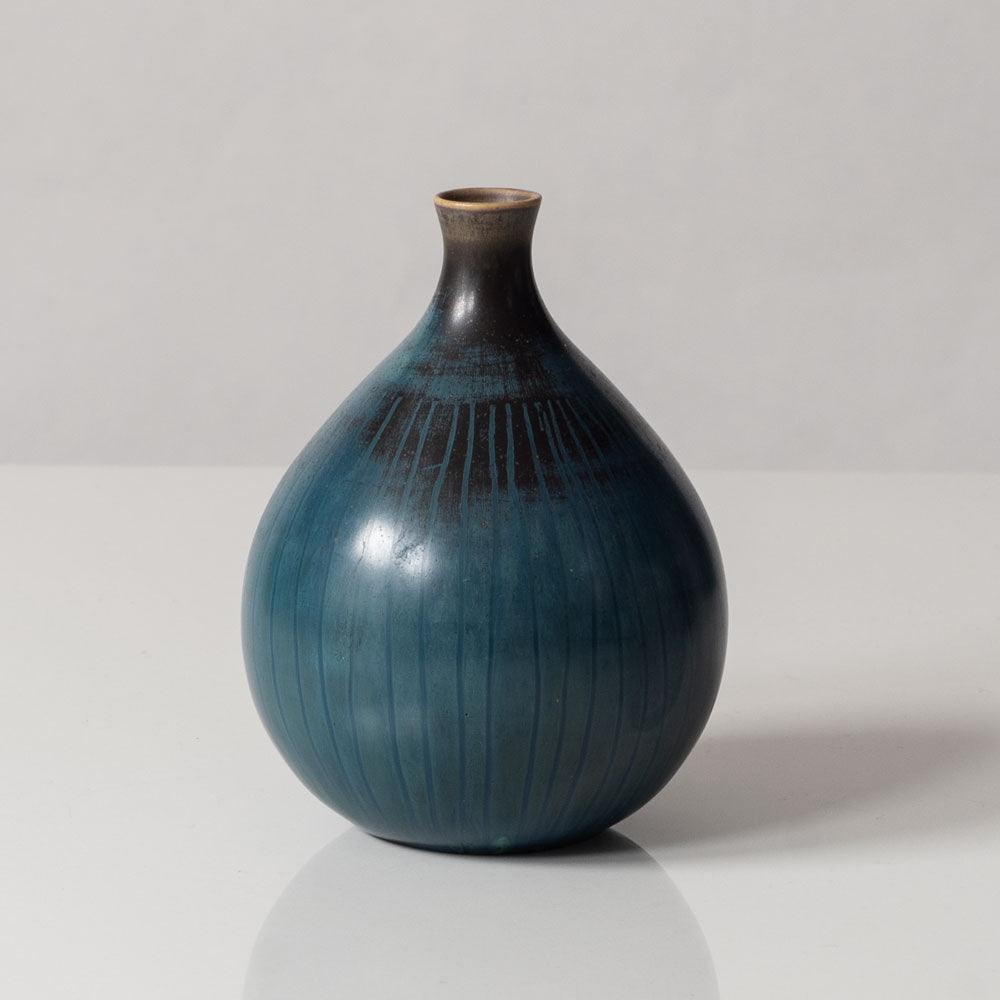 Stig Lindberg  for Gustavsberg, Sweden, unique cabinet vase with with blue-green glaze L3305