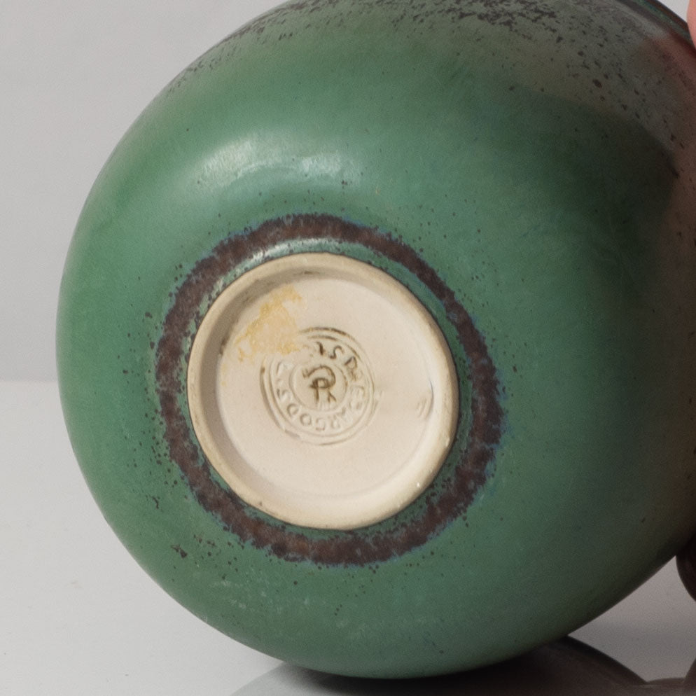 Stig Lindberg for Gustavsberg, Sweden, unique stoneware vase with with green glaze L3178