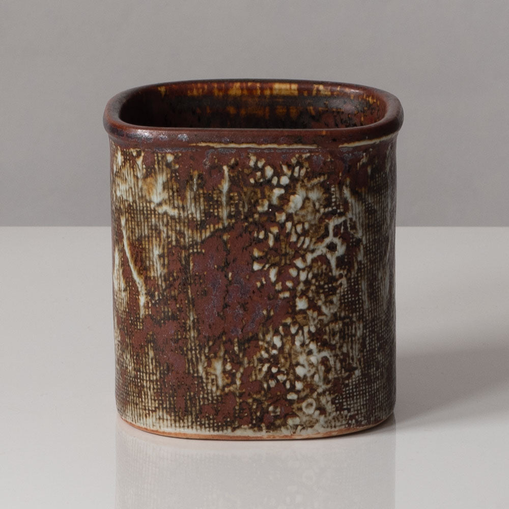 Stig Lindberg for Gustavsberg, Sweden, unique rectangular vase with with brown glaze K2632