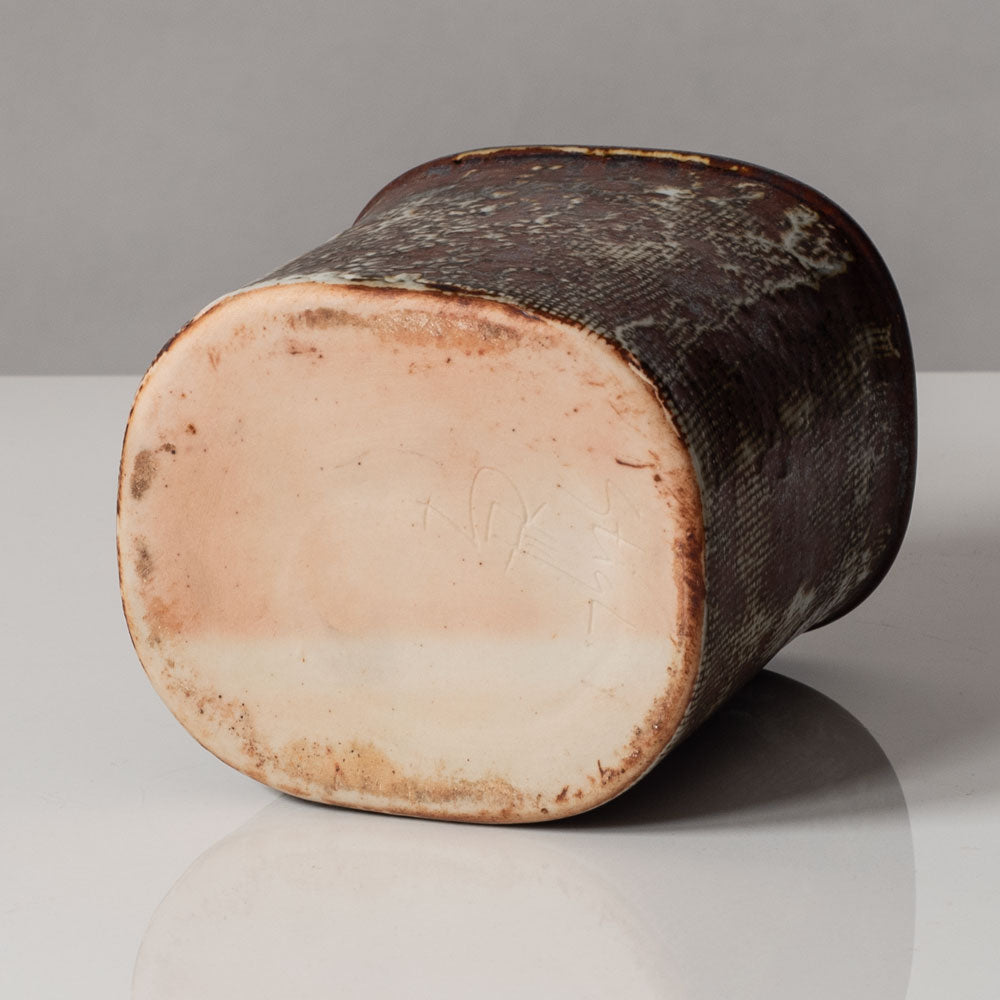Stig Lindberg for Gustavsberg, Sweden, unique rectangular vase with with brown glaze K2632
