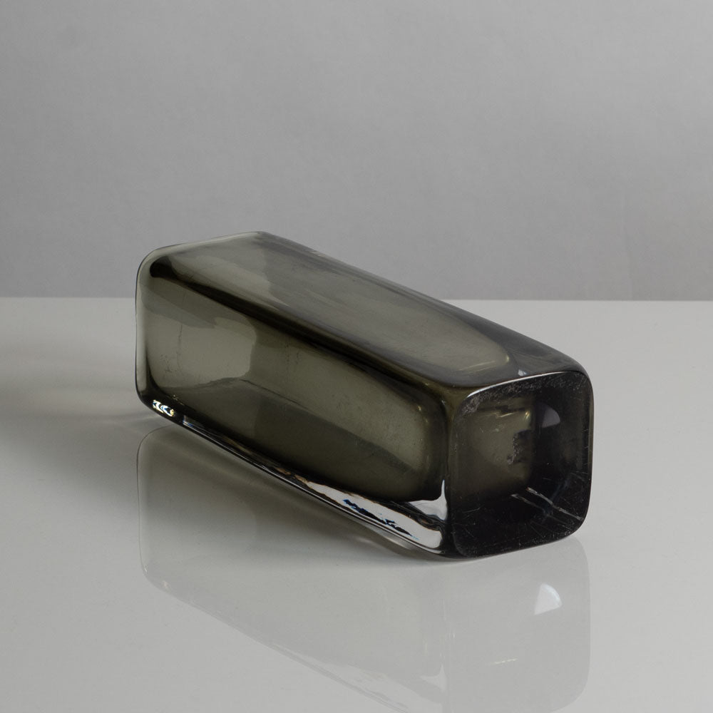 Nils Landberg for Orrefors, Sweden, rectangular gray glass "Sommerso" vase M4212