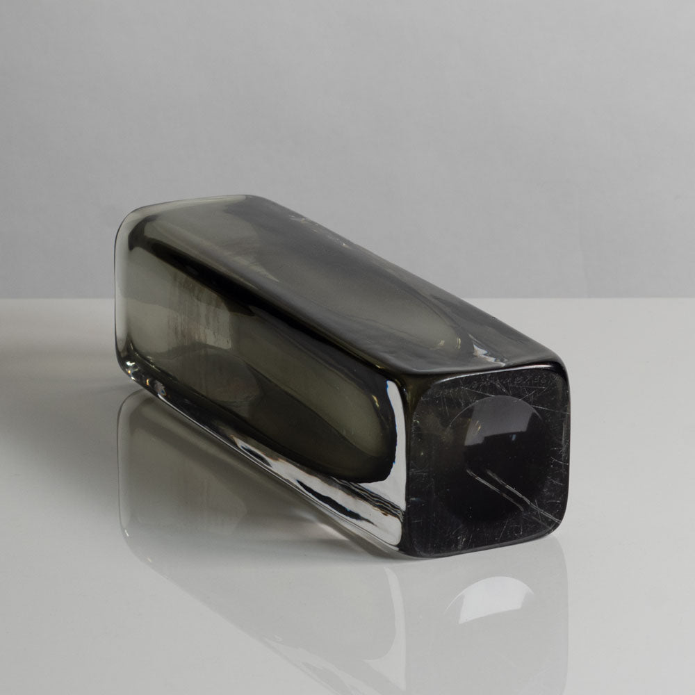Nils Landberg for Orrefors, Sweden, rectangular gray glass "Sommerso" vase G9150