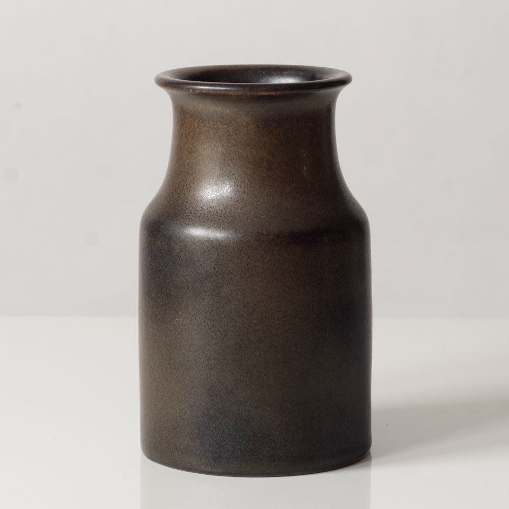 Erich and Ingrid Triller for Tobo, Sweden, unique stoneware vase with dark brown glaze G9178