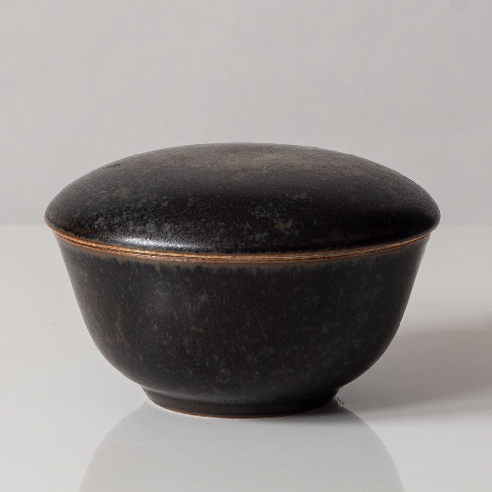 Erich and Ingrid Triller for Tobo lidded jar with dark brown glaze G9183