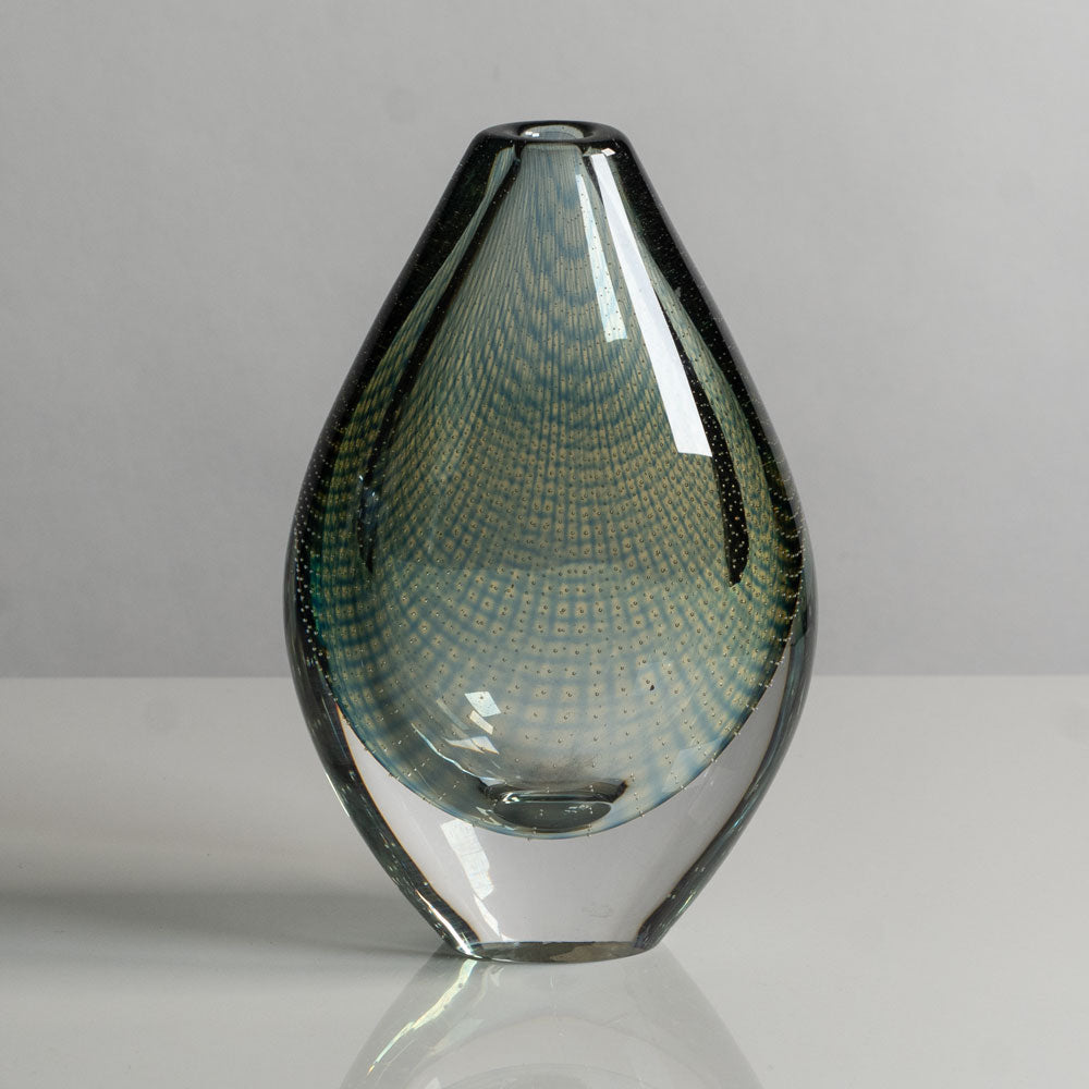 Sven Palmquist for Orrefors, "Kraka" vase in clear, blue and amber glass M5663