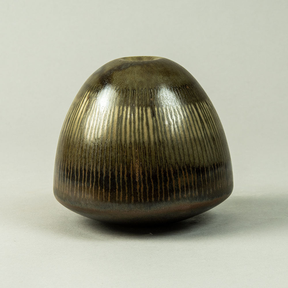 Two vases with striated brown glaze by Karl Scheid, Germany